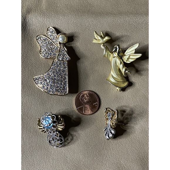 VNTG Lot 4 Signed Angel Brooch BeautifulSilver/Gold Tone Anne Klein,Giusti,SE,DM - Picture 2 of 11